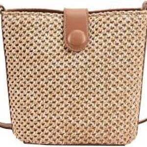 Woven Straw Crossbody Bag in Tan